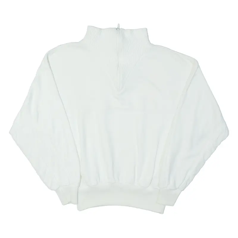 Womens Jumper White High Neck Tight Knit S 1