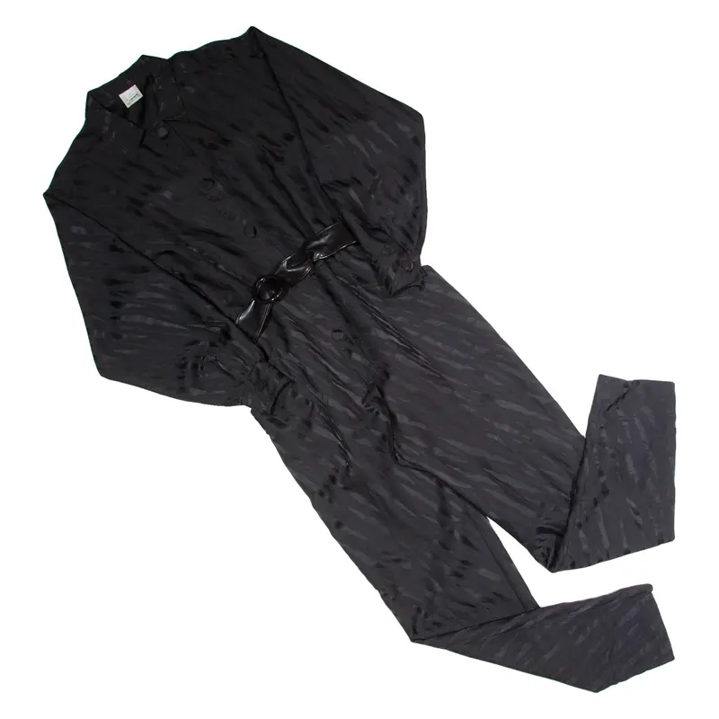 Womens Jumpsuit Black Animal Print Tapered S 1