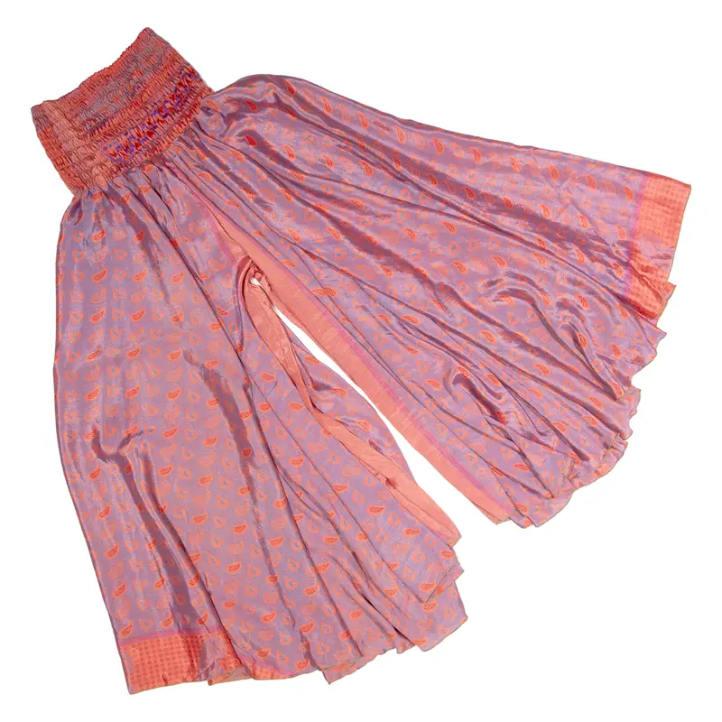 Womens Jumpsuit Red Paisley Wide-Leg Silk Xs 1