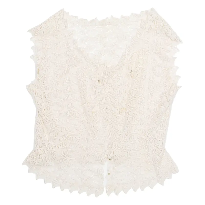 Womens Kimono Blouse Cream V-Neck Sleeveless S 1