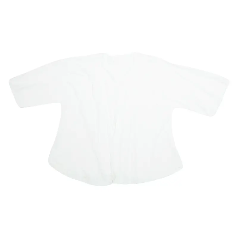 Womens Kimono Blouse White 3/4 Sleeve M 1