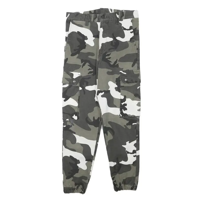 Womens Lined Relaxed Cotton Blend Camouflage Cargo Trousers W28 L25 Casual 1