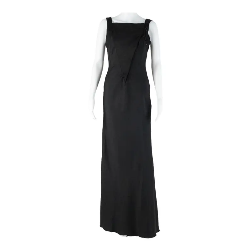 Womens Maxi Dress Black Sleeveless Long S 1