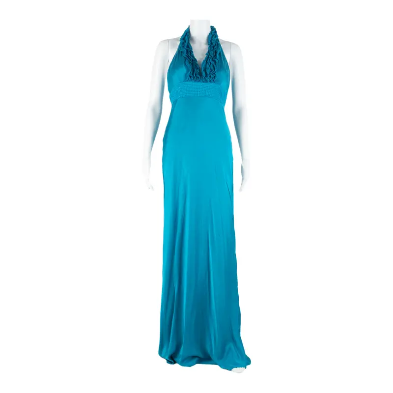 Womens Maxi Dress Blue Sleeveless Long S 1