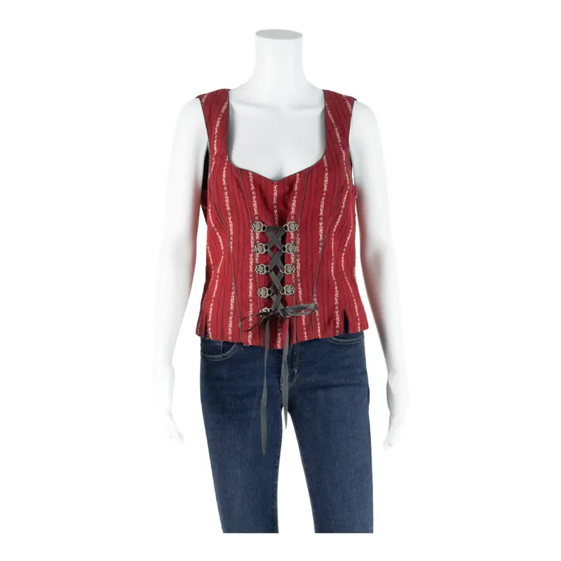 Womens Milkmaid Vest Red Sleeveless L 1