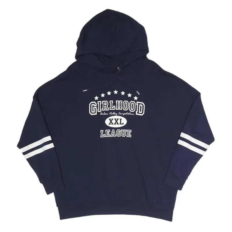 Womens Navy Girlhood League Cotton Blend Hoodie M Casual Pullover Sweatshirt 1
