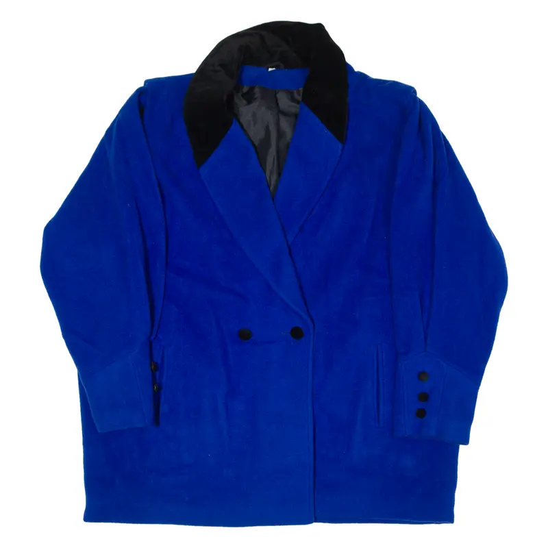 Womens Overcoat Coat Blue Wool 90S Uk 18 1