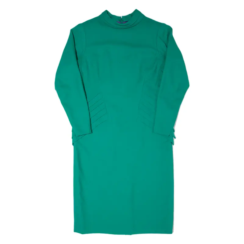 Womens Pencil Dress Green 90S Long Sleeve Midi L 1
