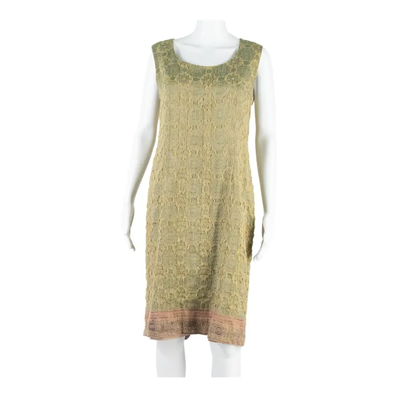 Womens Pencil Dress Green Spotted Sleeveless Knee Length M 1