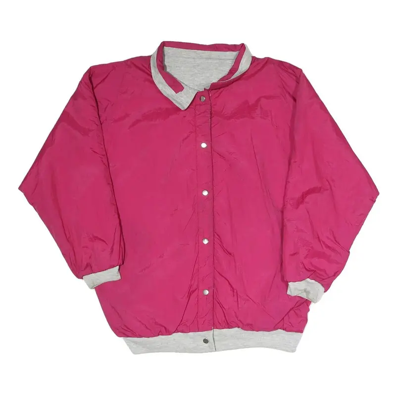 Womens Pink & Grey Plain Button Jacket M Polyester Blend Casual Light Layer 1