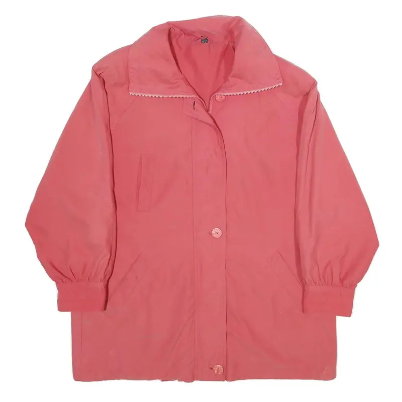 Womens Pink Jacket Uk 16 Polyester Zip Plain Casual Lightweight Outerwear 1