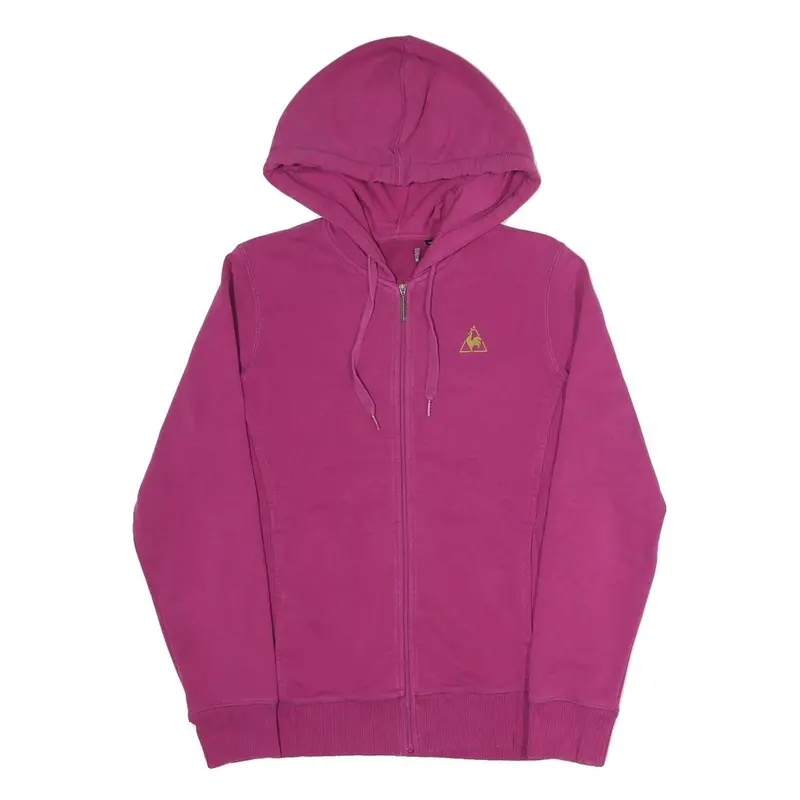 Womens Pink Zip Up Hoodie M Le Coq Logo Cotton Blend Casual Sweatshirt 1