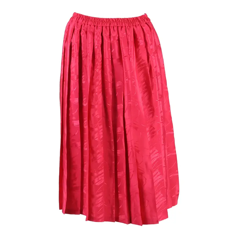 Womens Pleated Skirt Pink Knee Length S 1