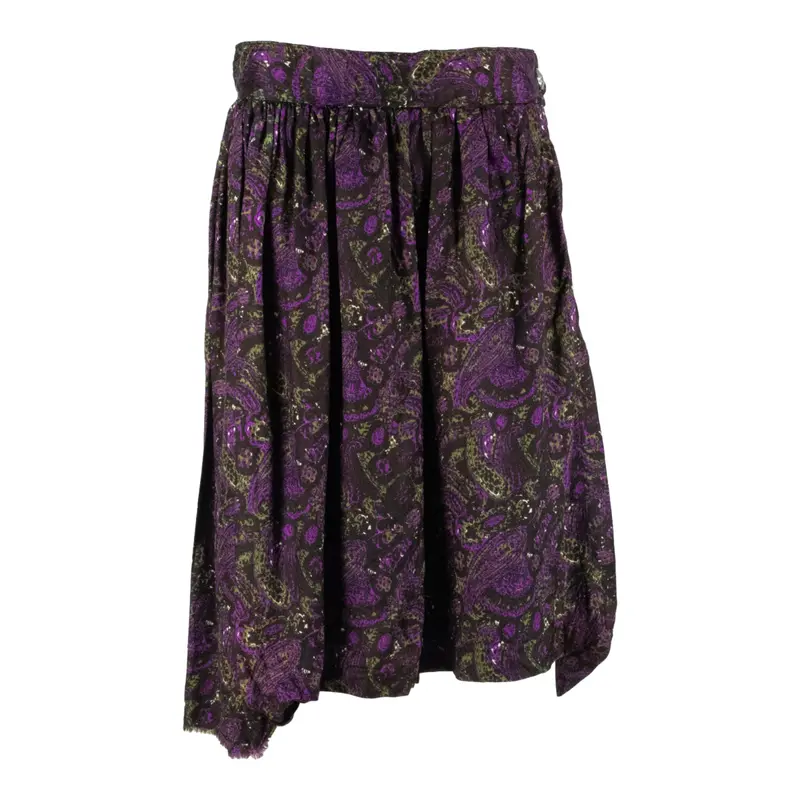 Womens Pleated Skirt Purple Knee Length Paisley M 1
