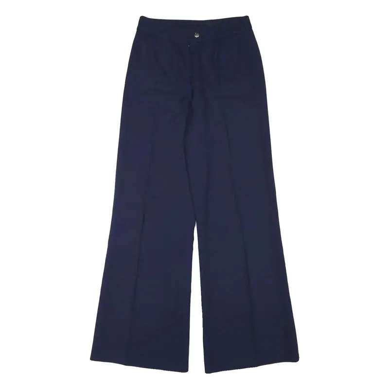 Womens Polyester Navy Relaxed Wide-Leg Trousers W26 L31 Zip Closure 1