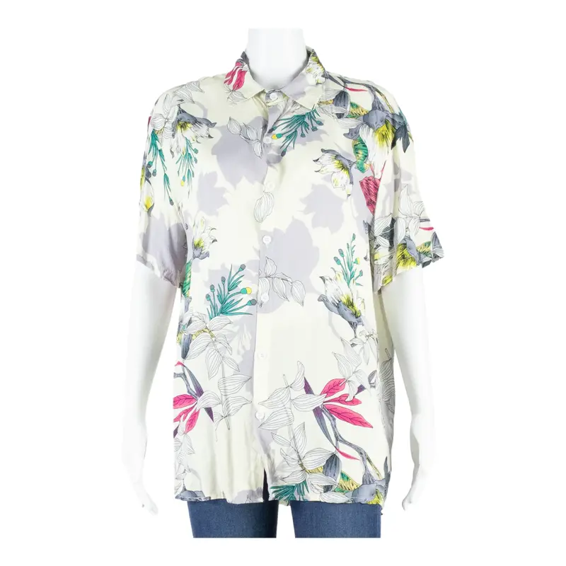 Womens Printed Blouse Beige Floral M 1