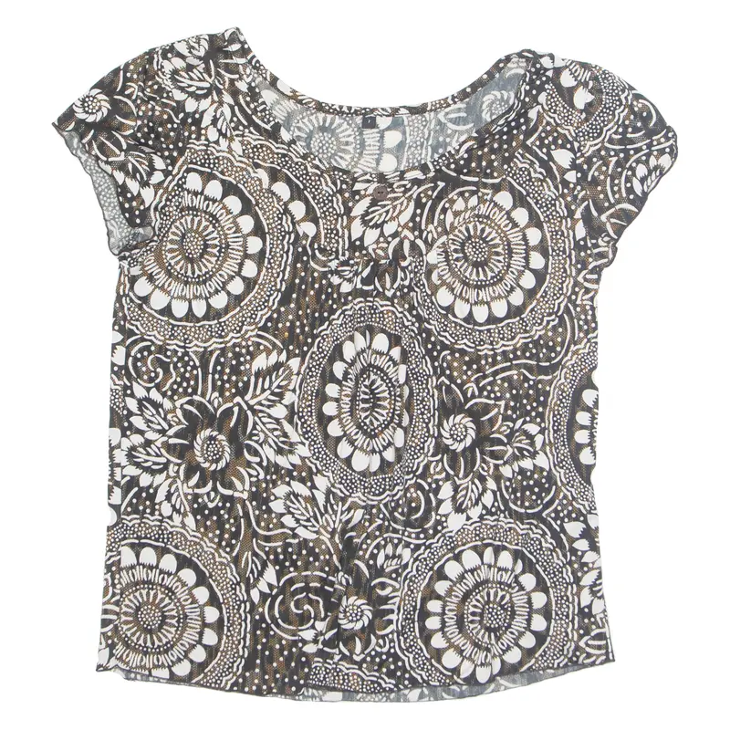 Womens Printed Blouse Black Floral M 1