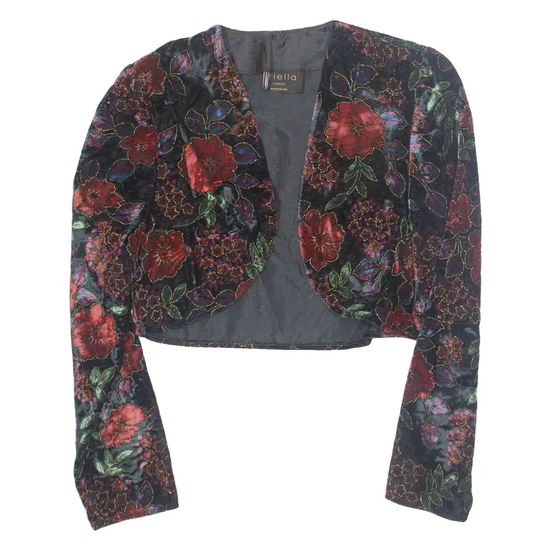 Womens Printed Blouse Black Long Sleeve Floral M 1