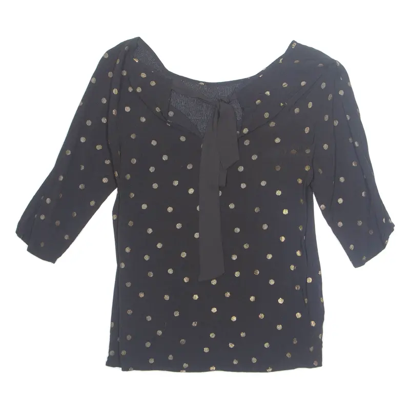 Womens Printed Blouse Black Long Sleeve Spotted L 1