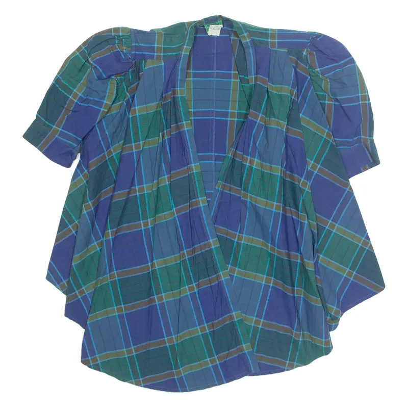 Womens Printed Blouse Blue Check M 1
