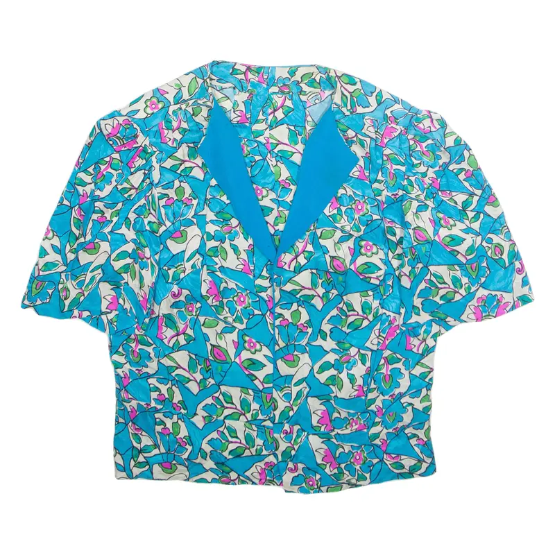 Womens Printed Blouse Blue Floral M 1