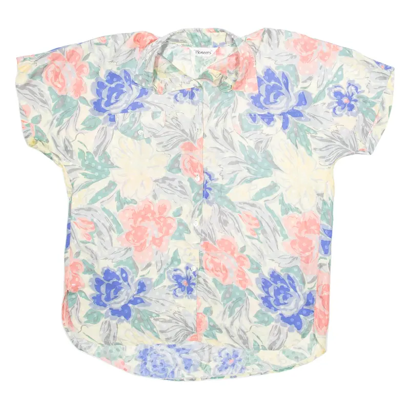 Womens Printed Blouse Blue Floral M 1