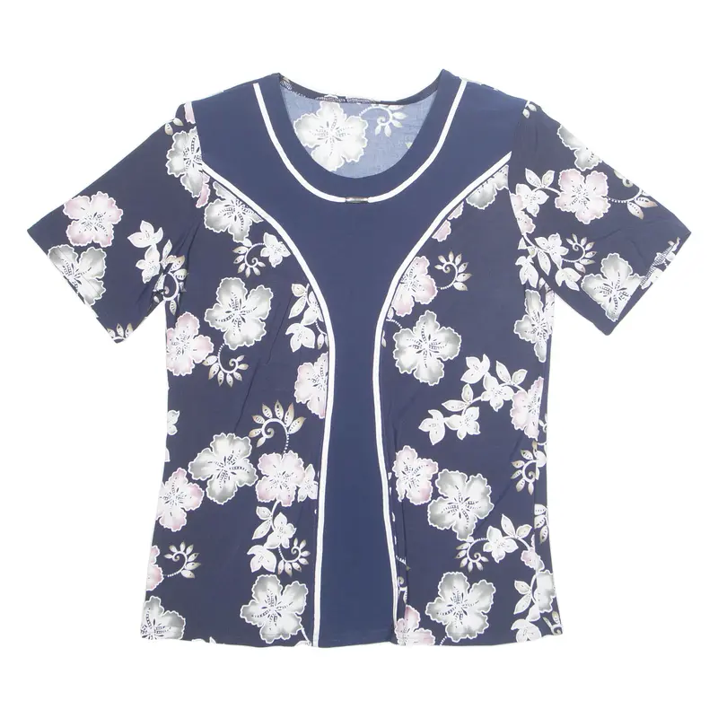 Womens Printed Blouse Blue Floral M 1