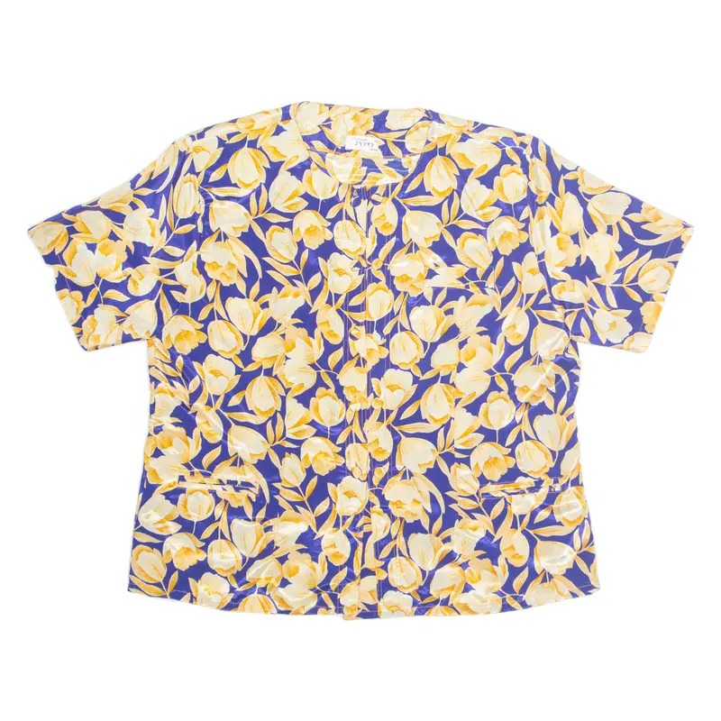 Womens Printed Blouse Blue Floral Xl 1