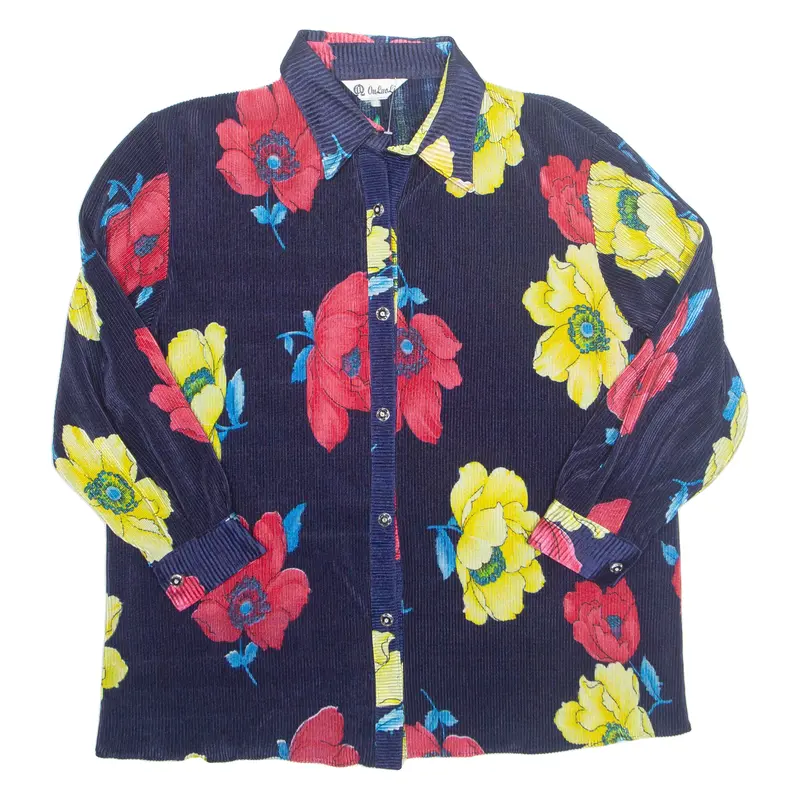 Womens Printed Blouse Blue Long Sleeve Floral Xl 1