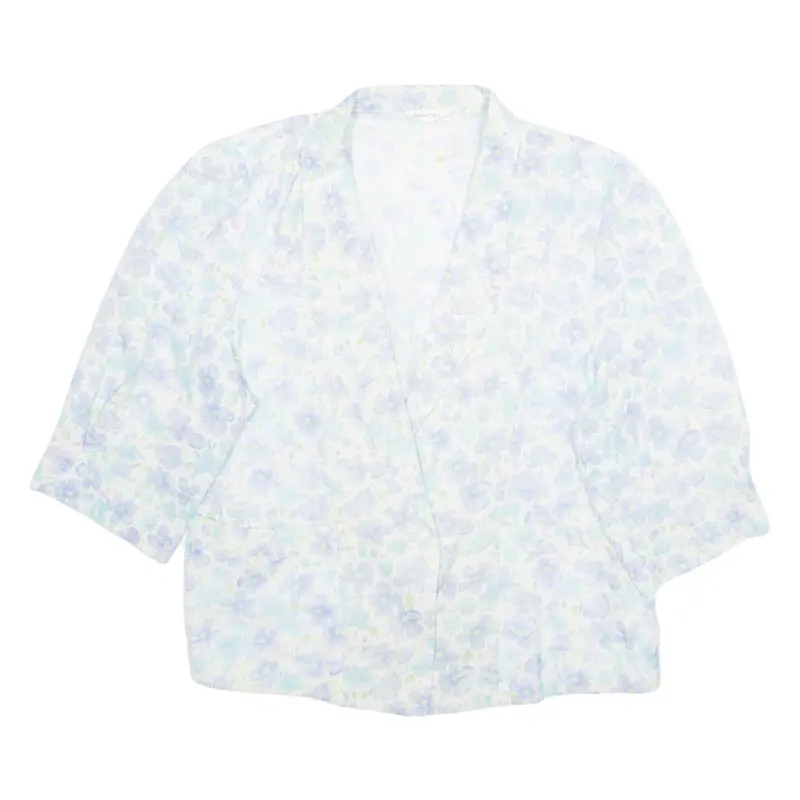 Womens Printed Blouse Blue V-Neck Floral L 1