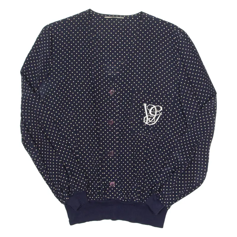 Womens Printed Blouse Blue V-Neck Long Sleeve Spotted M 1
