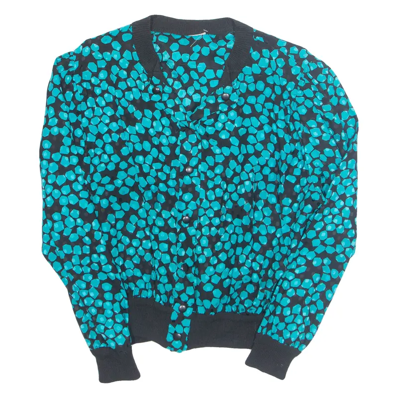 Womens Printed Blouse Blue V-Neck Long Sleeve Spotted Xl 1