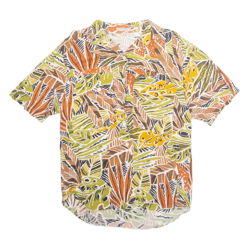 Womens Printed Blouse Brown Crazy Pattern M 1