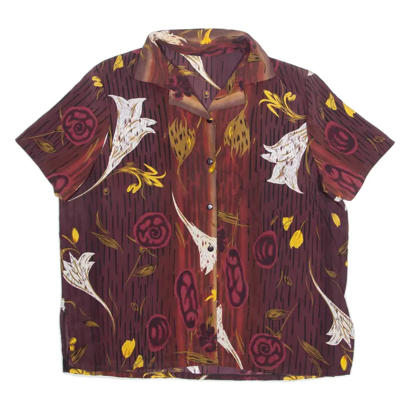 Womens Printed Blouse Brown Floral 2Xl 1