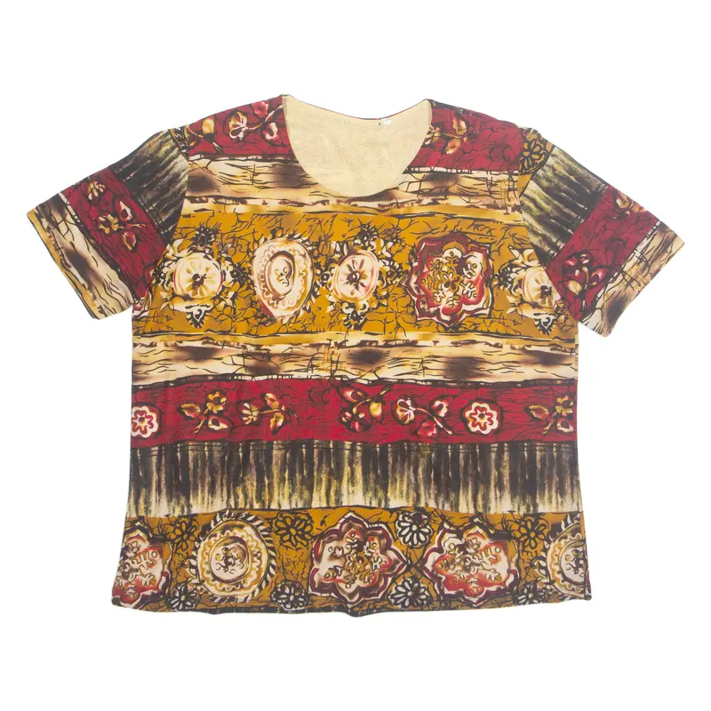 Womens Printed Blouse Brown Floral L 1