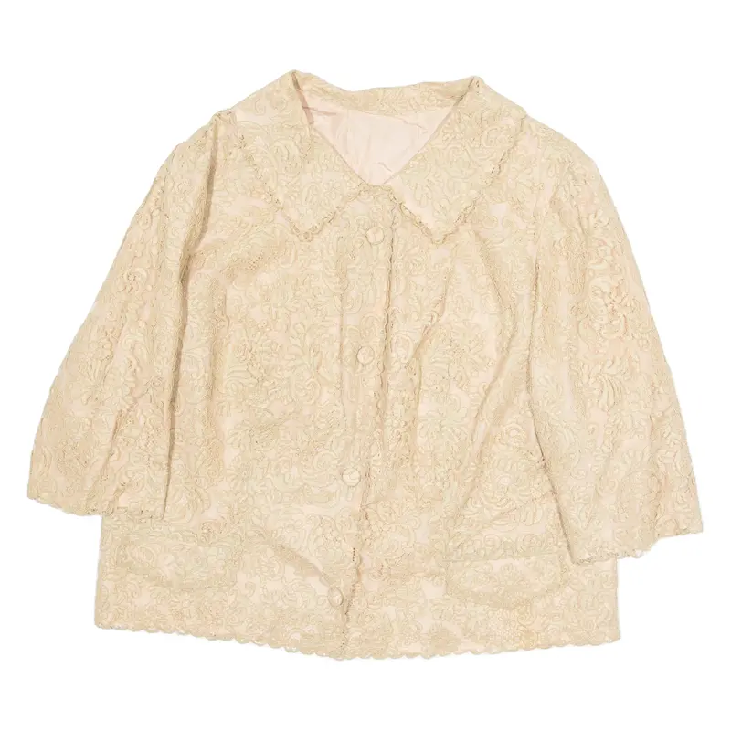 Womens Printed Blouse Cream 3/4 Sleeve Floral L 1