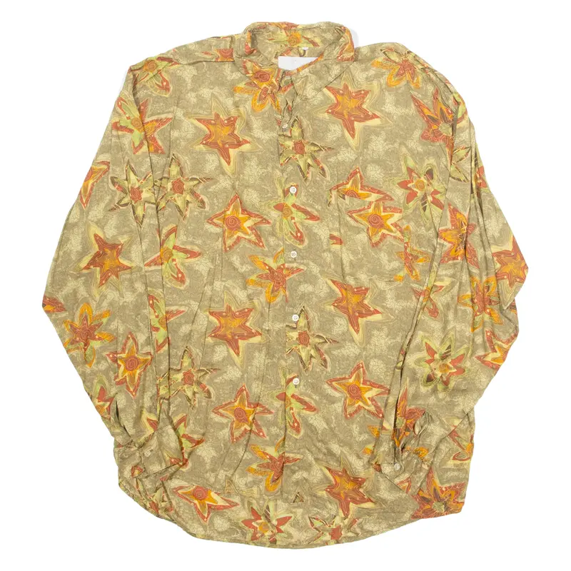 Womens Printed Blouse Green Long Sleeve Crazy Pattern Xl 1