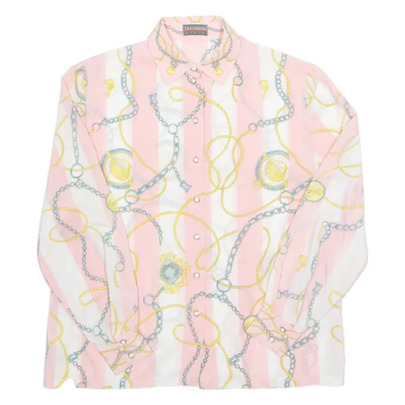Womens Printed Blouse Pink Long Sleeve Crazy Pattern L 1