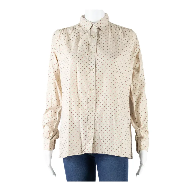 Womens Printed Blouse Pink Long Sleeve Spotted M 1