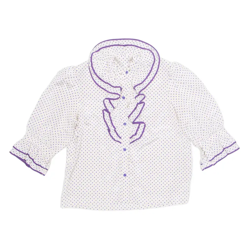 Womens Printed Blouse Purple 3/4 Sleeve Spotted M 1