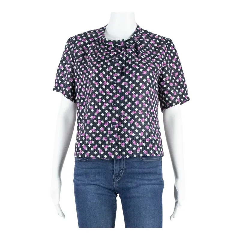 Womens Printed Blouse Purple Floral M 1