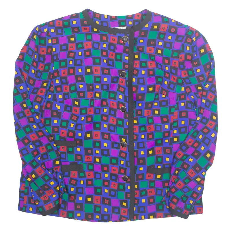 Womens Printed Blouse Purple Long Sleeve Check Uk 16 1