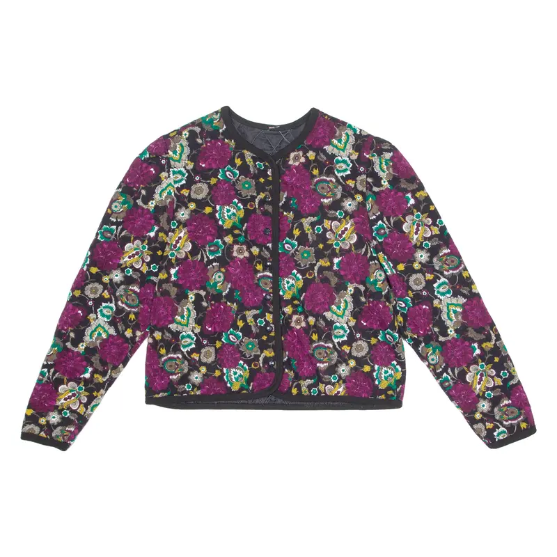 Womens Printed Blouse Purple Long Sleeve Floral M 1