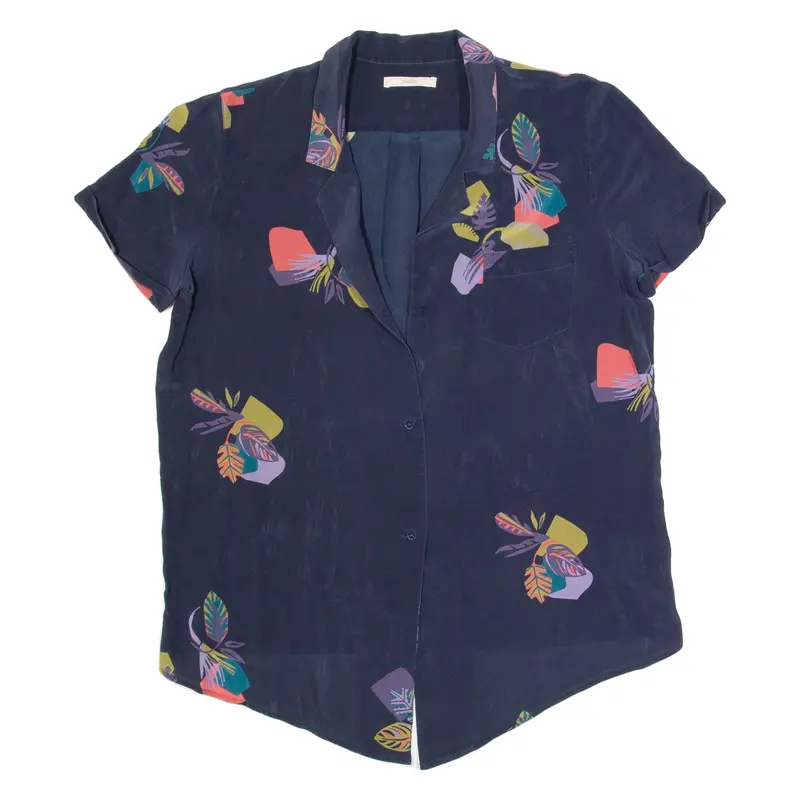 Womens Printed Blouse Purple V-Neck Floral M 1