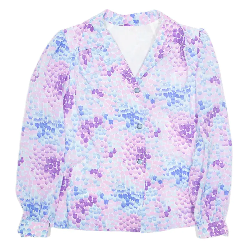 Womens Printed Blouse Purple V-Neck Long Sleeve Floral M 1