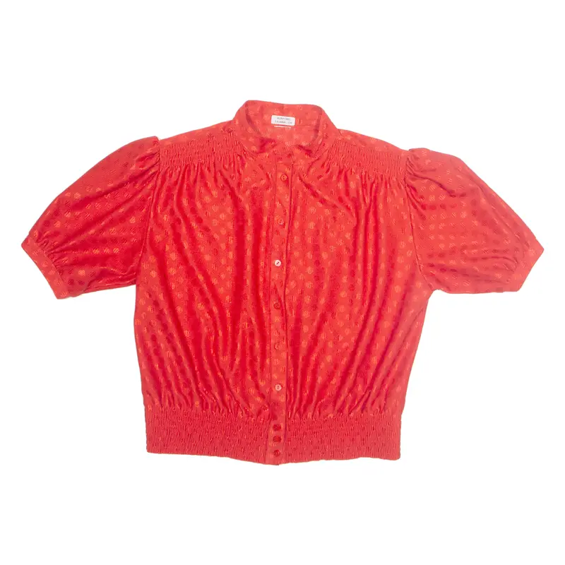 Womens Printed Blouse Red Collared Viscose Spotted M 1