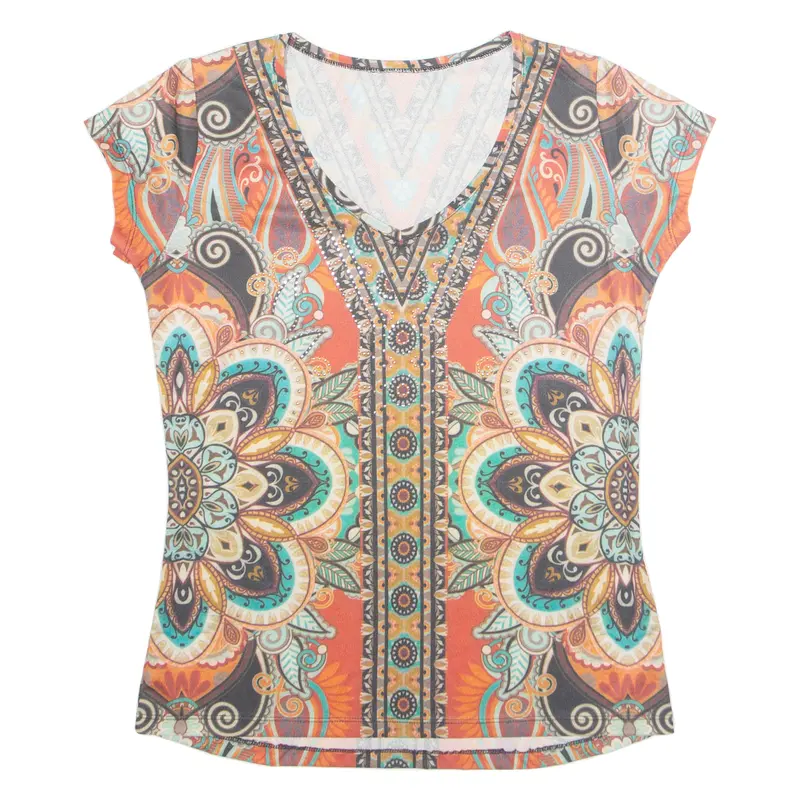 Womens Printed Blouse Red Crazy Pattern M 1