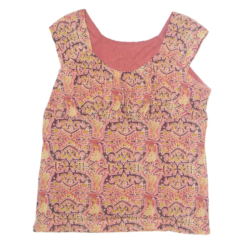 Womens Printed Blouse Red Sleeveless Crazy Pattern L 1