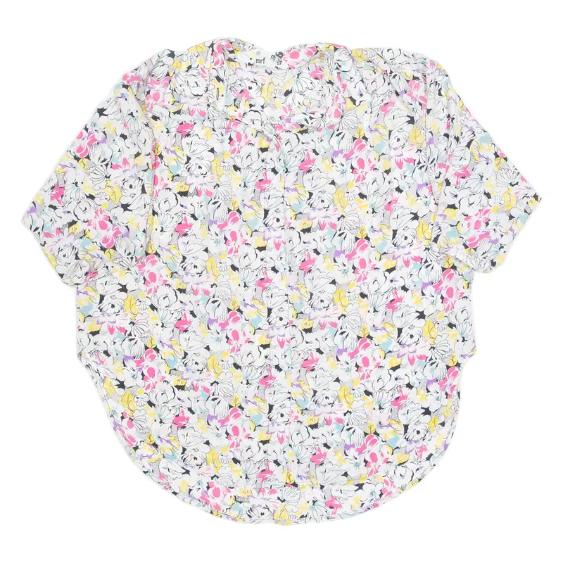 Womens Printed Blouse White 3/4 Sleeve Floral 2Xl 1