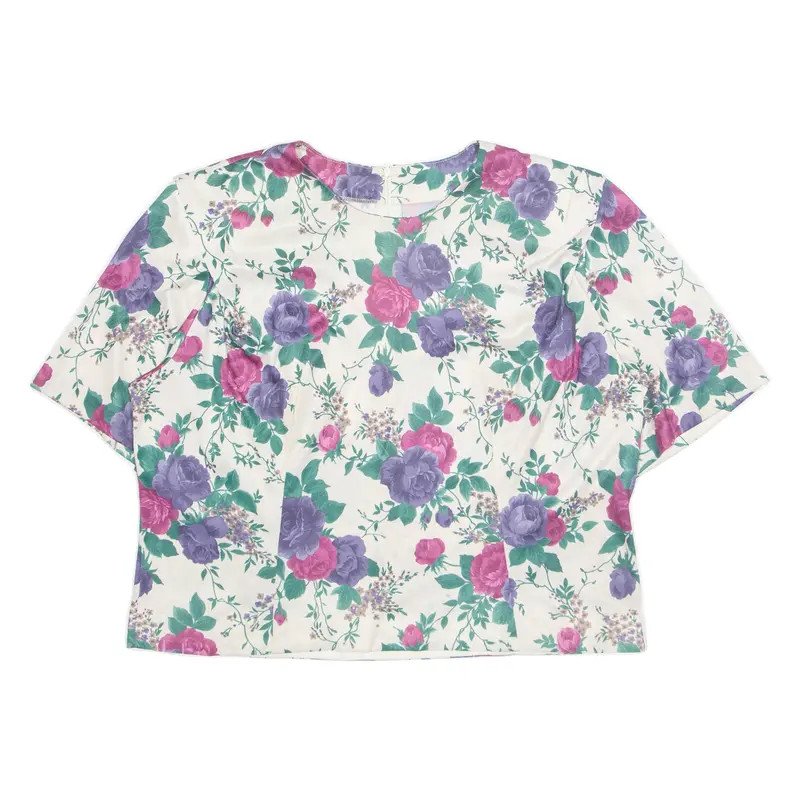 Womens Printed Blouse White Floral M 1